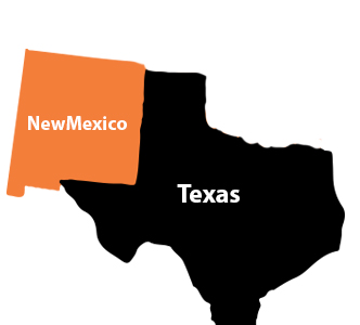 Service area map showing Texas and New Mexico